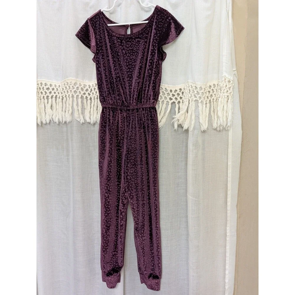 Girls So Velvet Jumpsuit Dark Purple XS 6/6X EUC